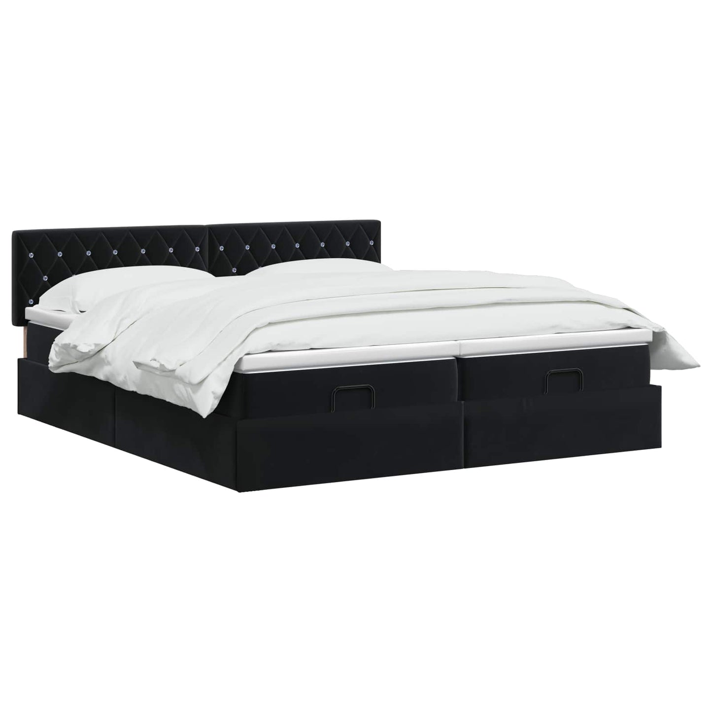 Ottoman seng med madras med hovedgærde 2 pcs Sort Fløjl