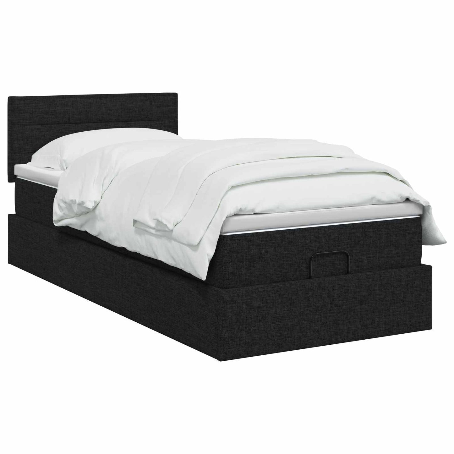 Ottoman seng med madras og LED Sort 90 x 190 cm Stof