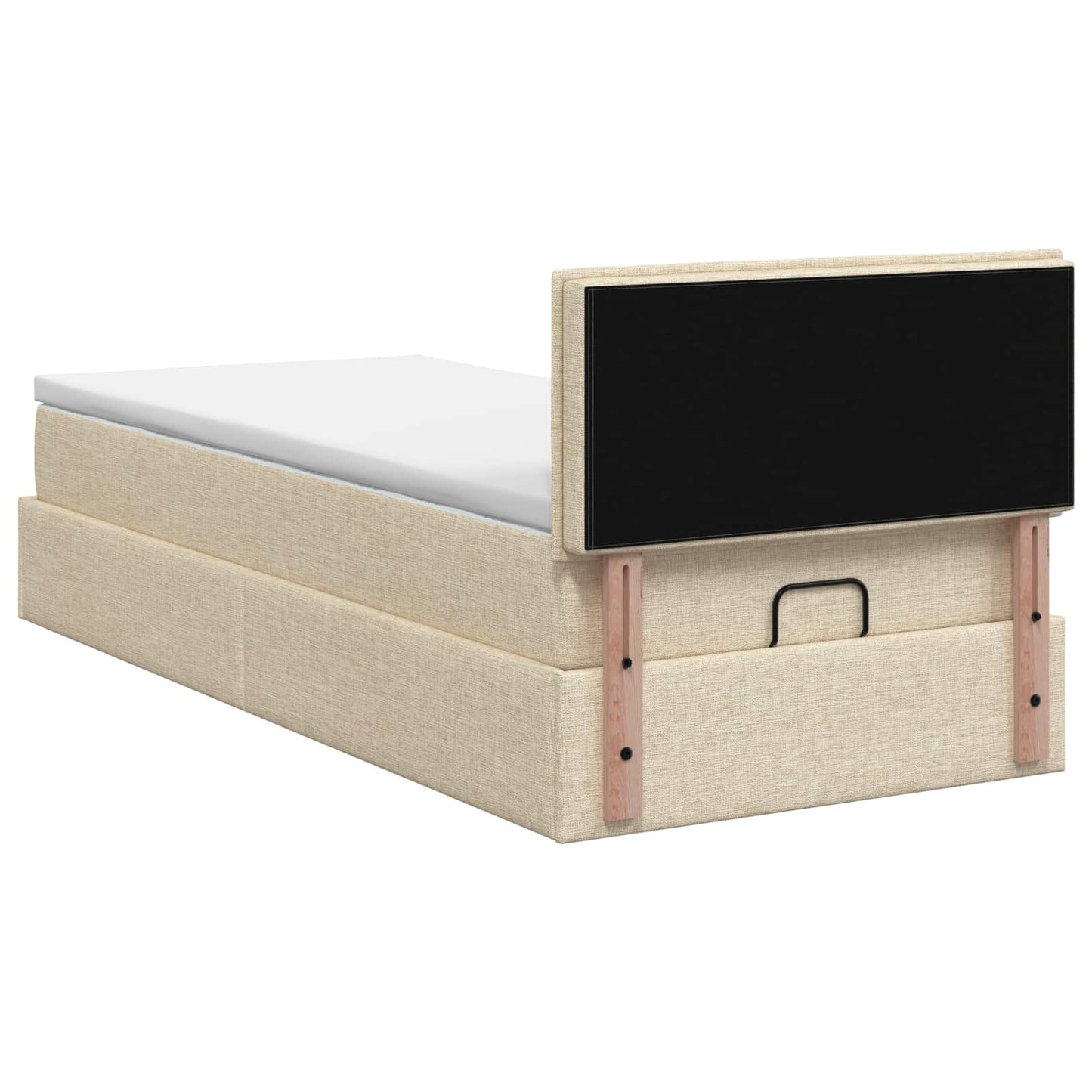 Ottoman seng med madras og LED Cremefarvet 90 x 190 cm Stof