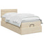 Ottoman seng med madras og LED Cremefarvet 90 x 190 cm Stof