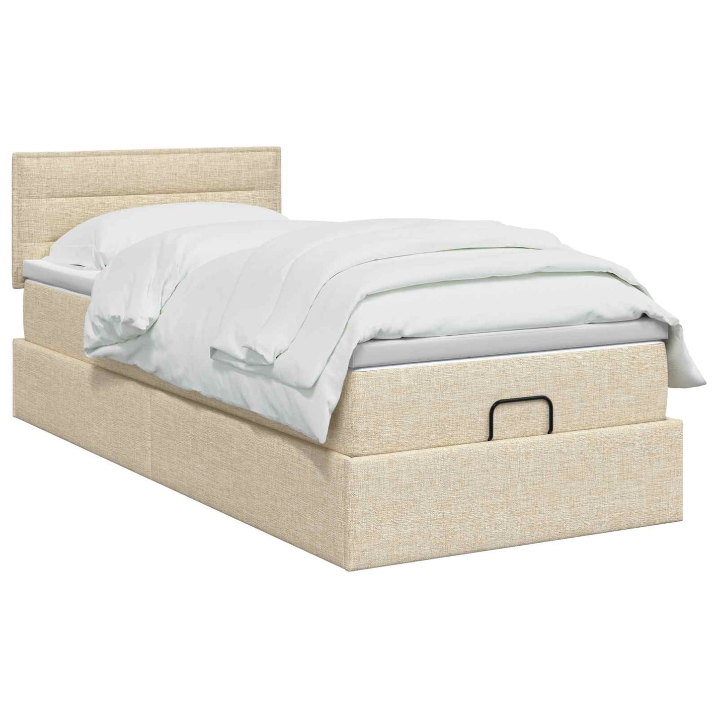 Ottoman seng med madras og LED Cremefarvet 90 x 190 cm Stof