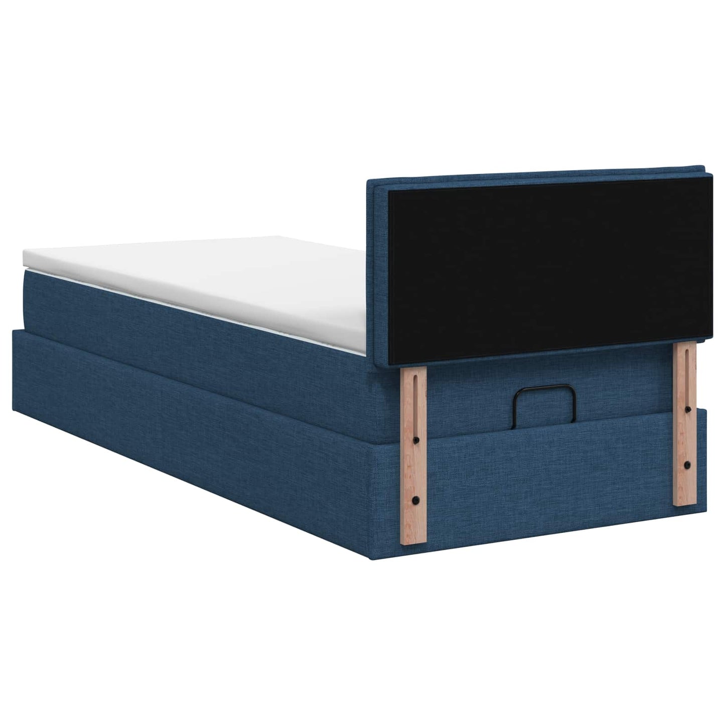 Ottoman seng med madras og LED Blå 90 x 190 cm Stof