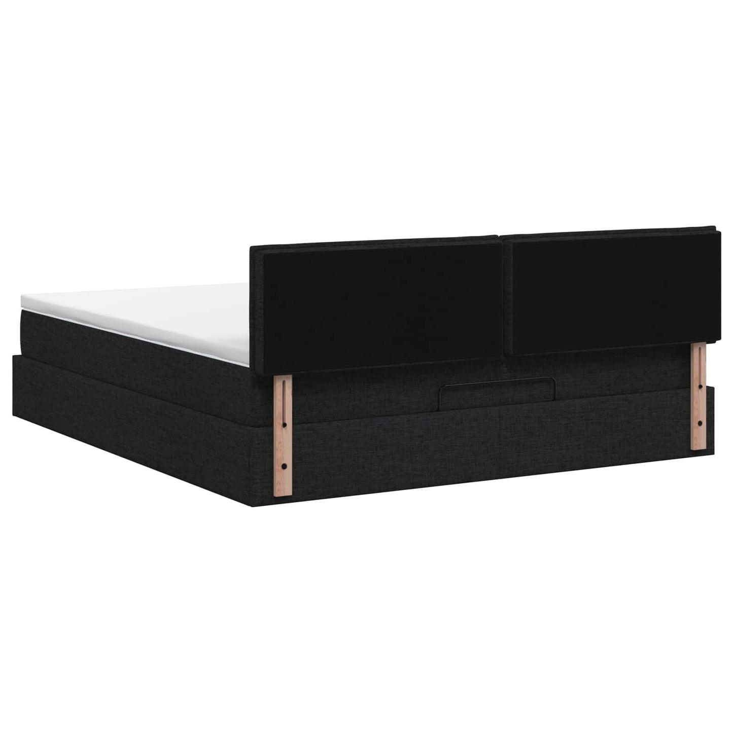 Ottoman seng med madras og LED Sort 180 x 200 cm Stof