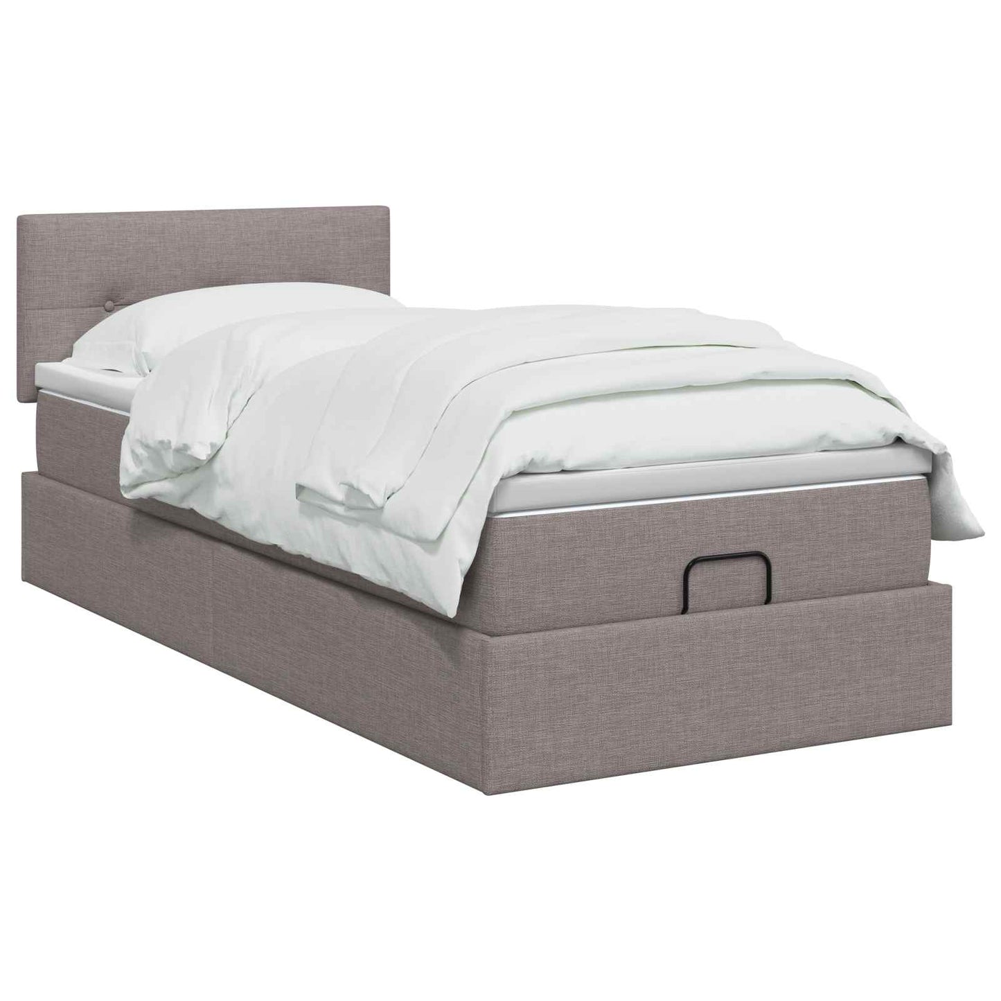 Ottoman seng med madras og LED Gråbrun 80 x 200 cm Stof