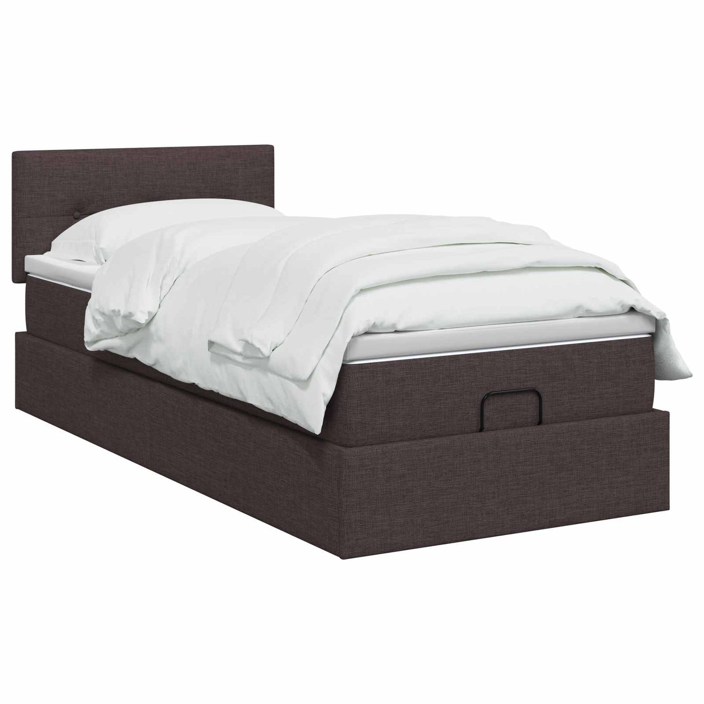 Ottoman seng med madras og LED Mørk Brun 90 x 190 cm Stof