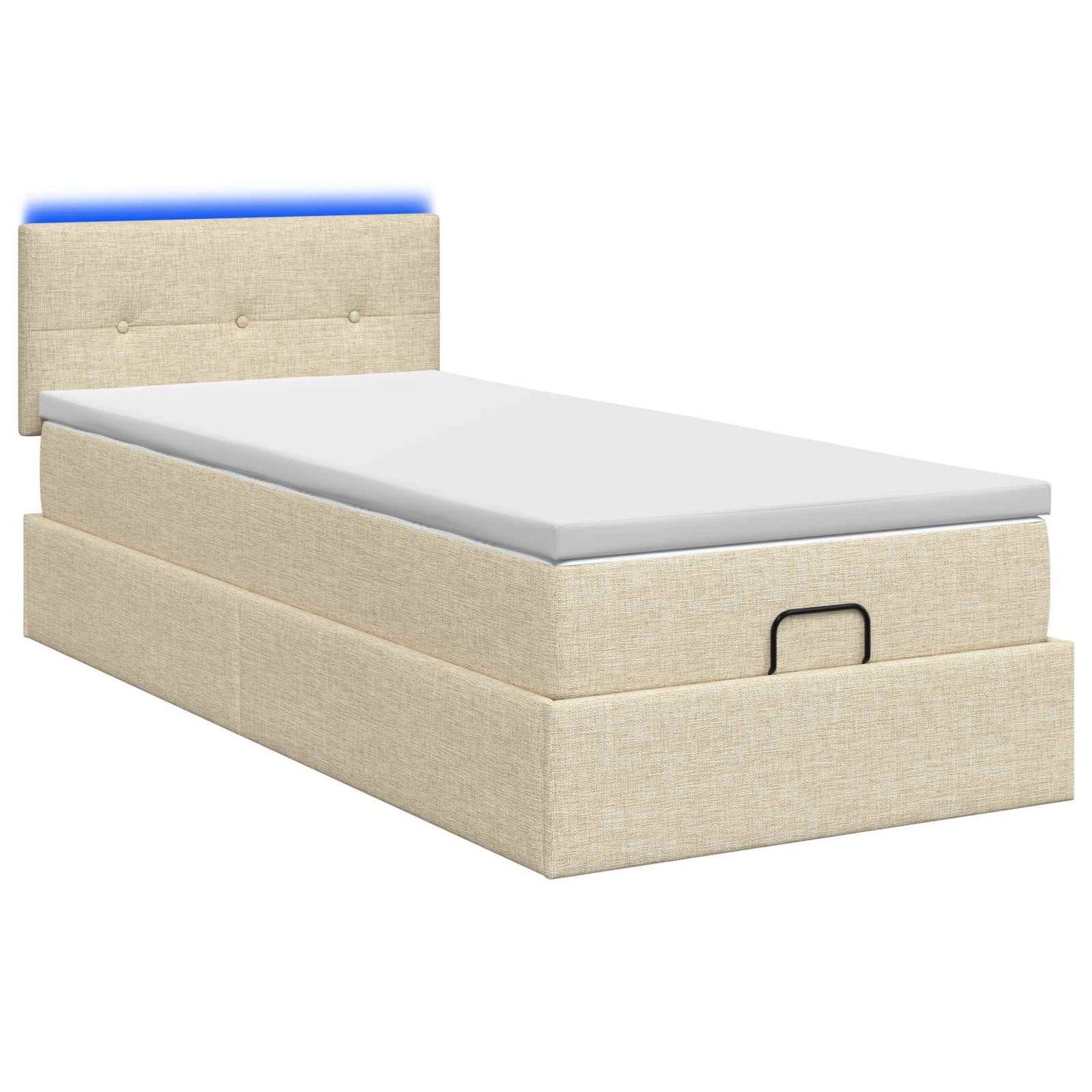 Ottoman seng med madras og LED Cremefarvet 90 x 190 cm Stof