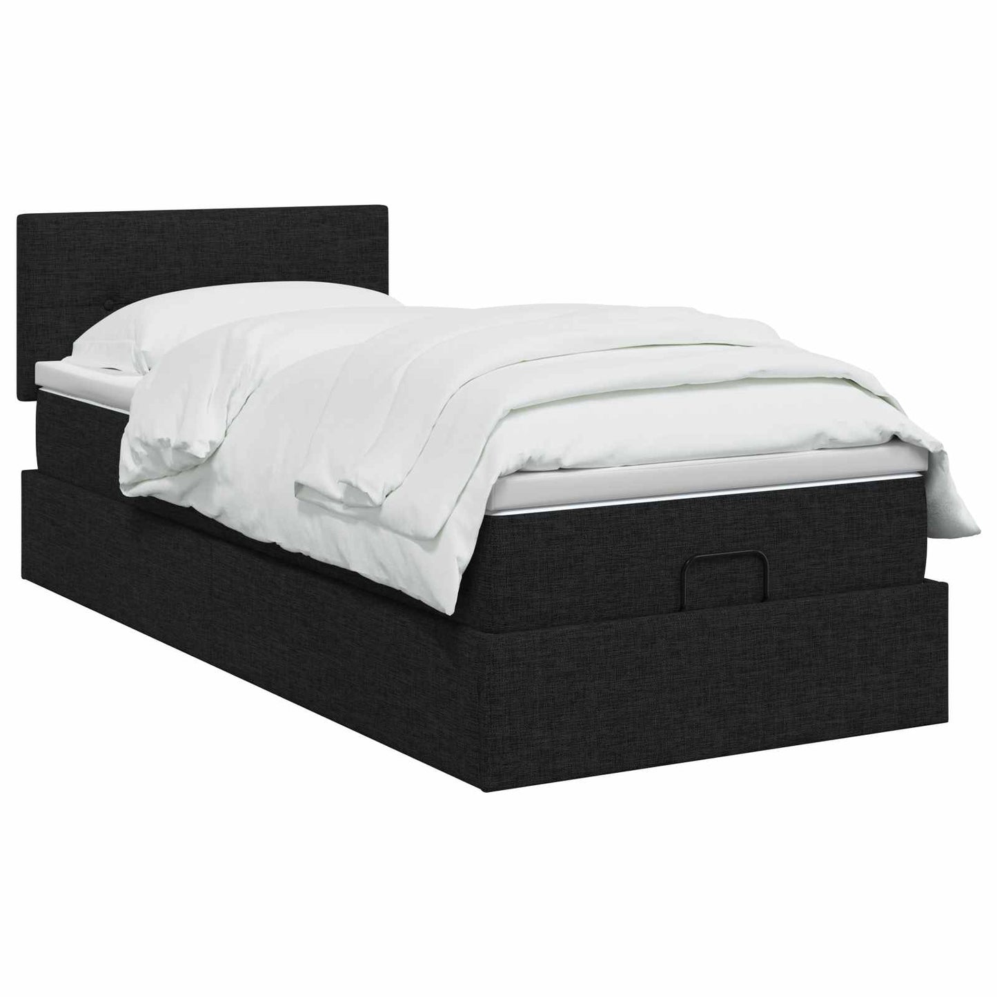 Ottoman seng med madras og LED Sort 100 x 200 cm Stof
