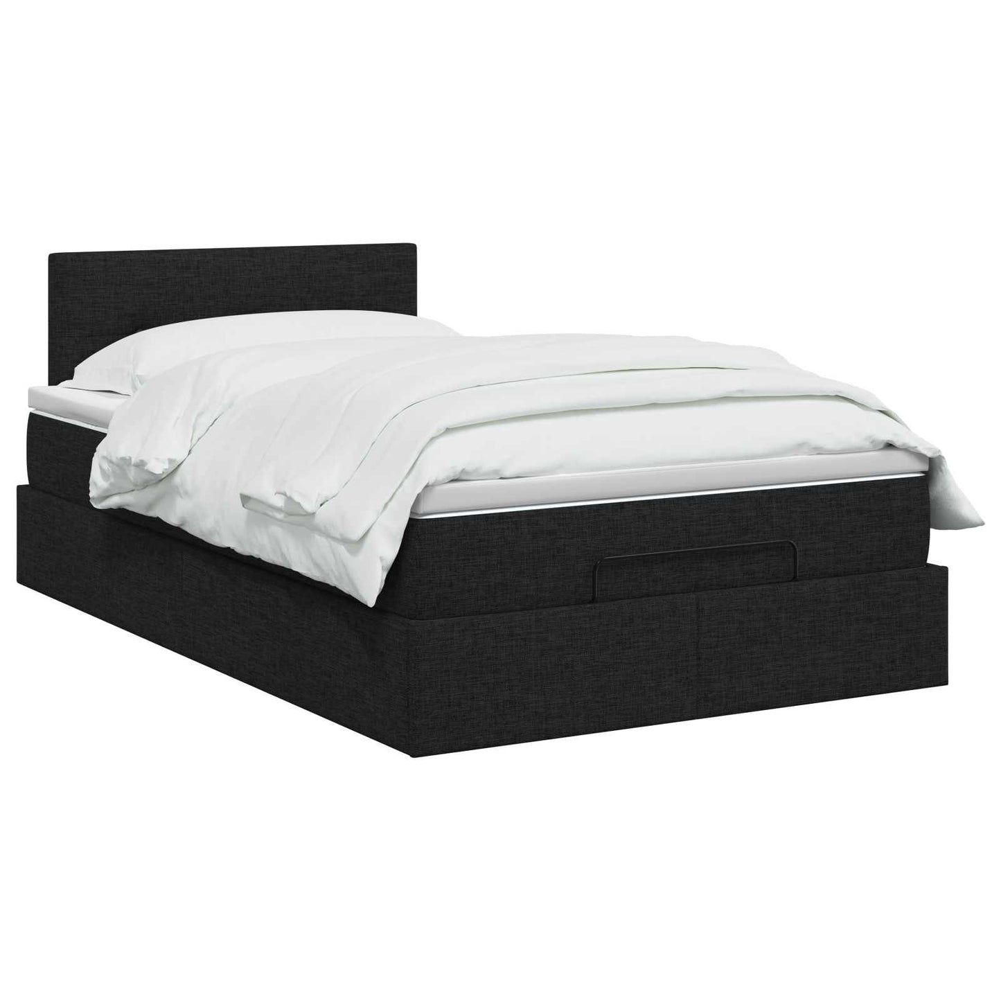 Ottoman seng med madras og LED Sort 120 x 200 cm Stof