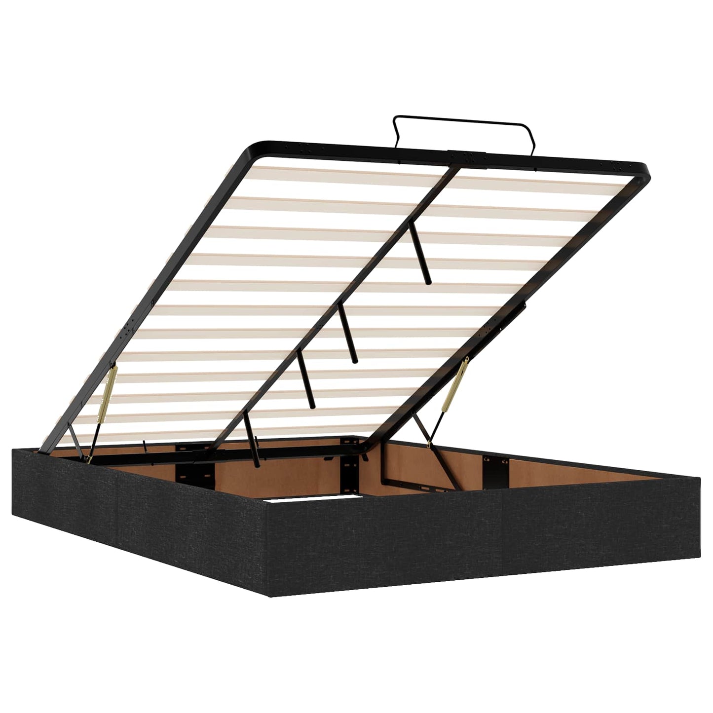 Ottoman seng med madras og LED Sort 140 x 200 cm Stof
