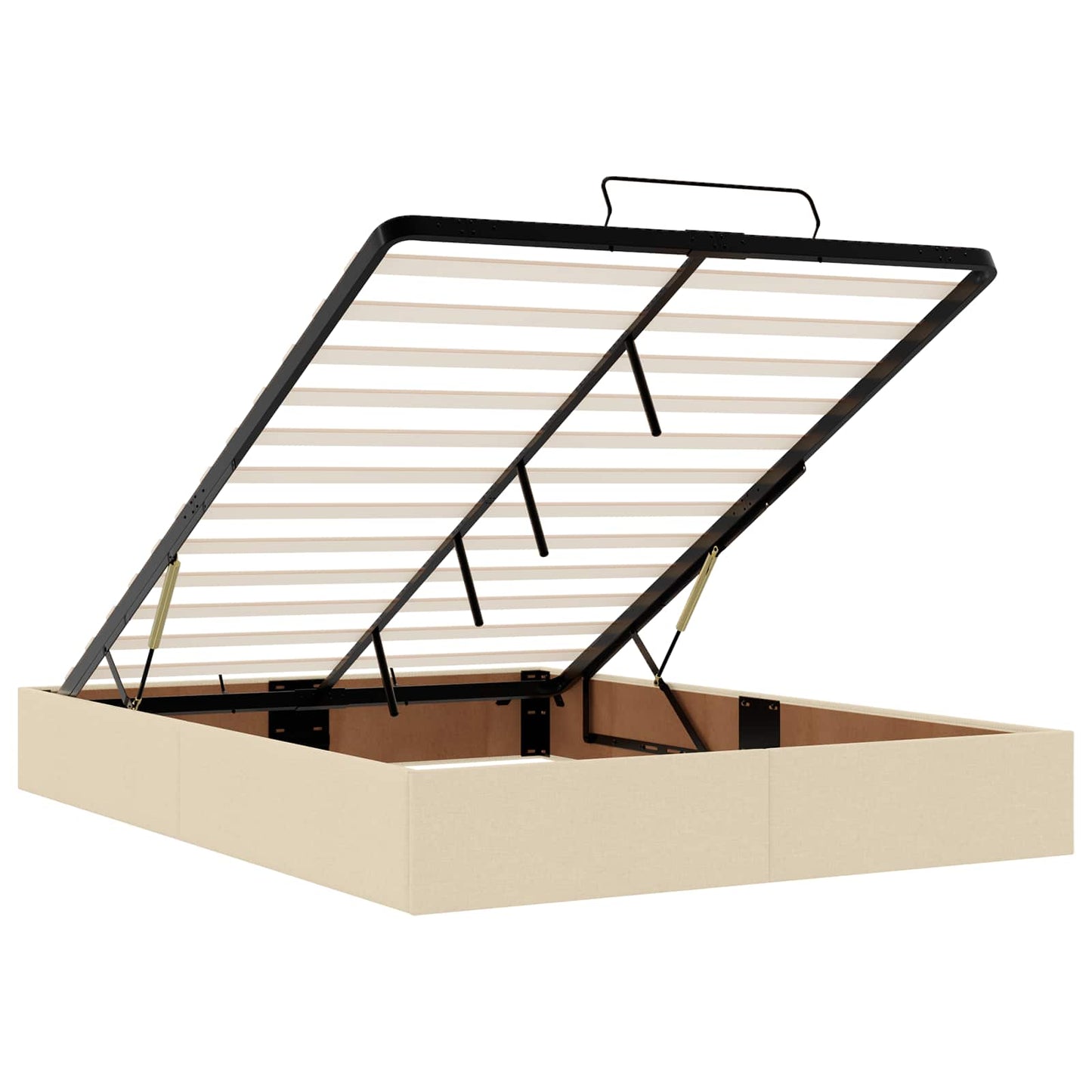 Ottoman seng med madras og LED Cremefarvet 160 x 200 cm Stof