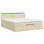 Ottoman seng med madras og LED Cremefarvet 160 x 200 cm Stof