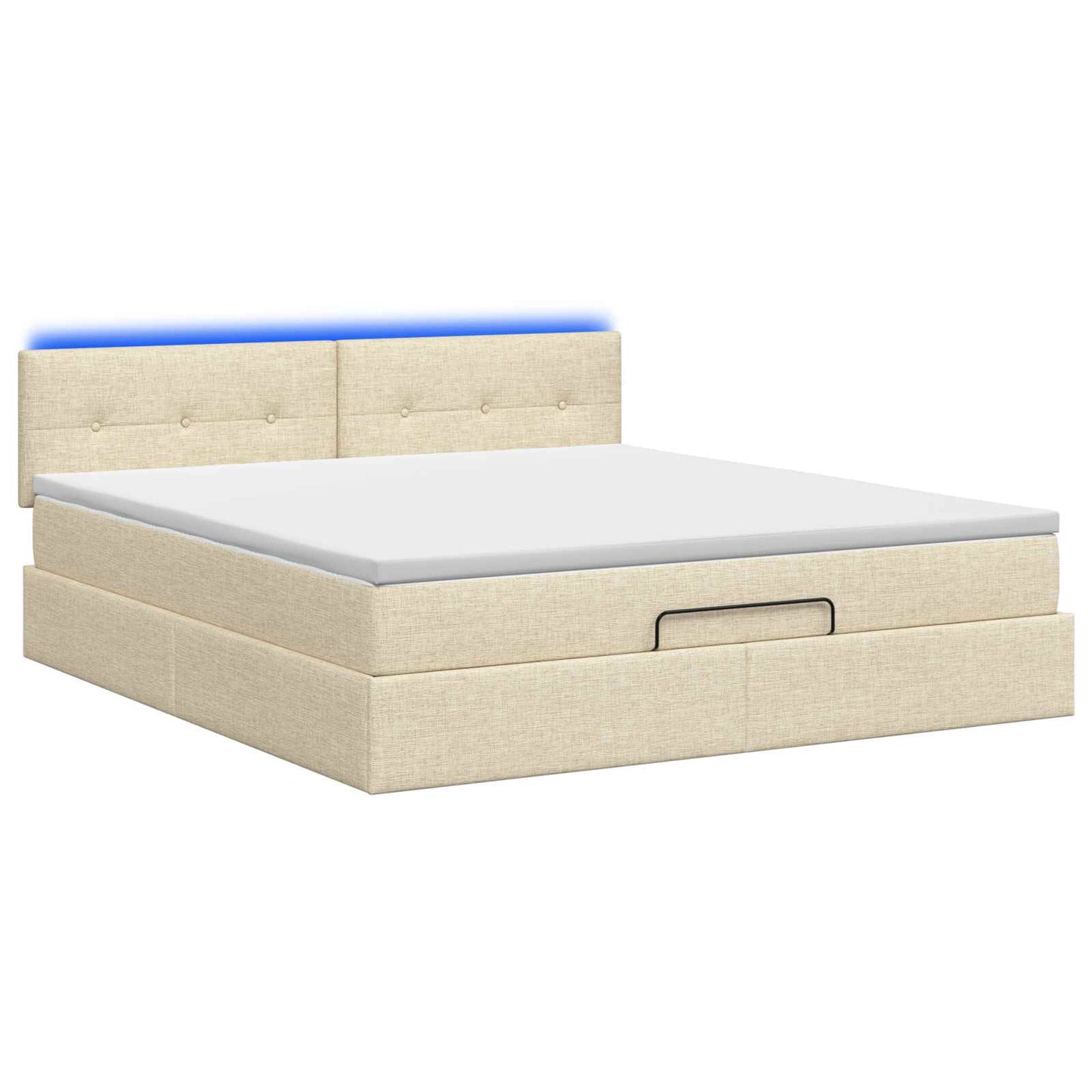 Ottoman seng med madras og LED Cremefarvet 160 x 200 cm Stof