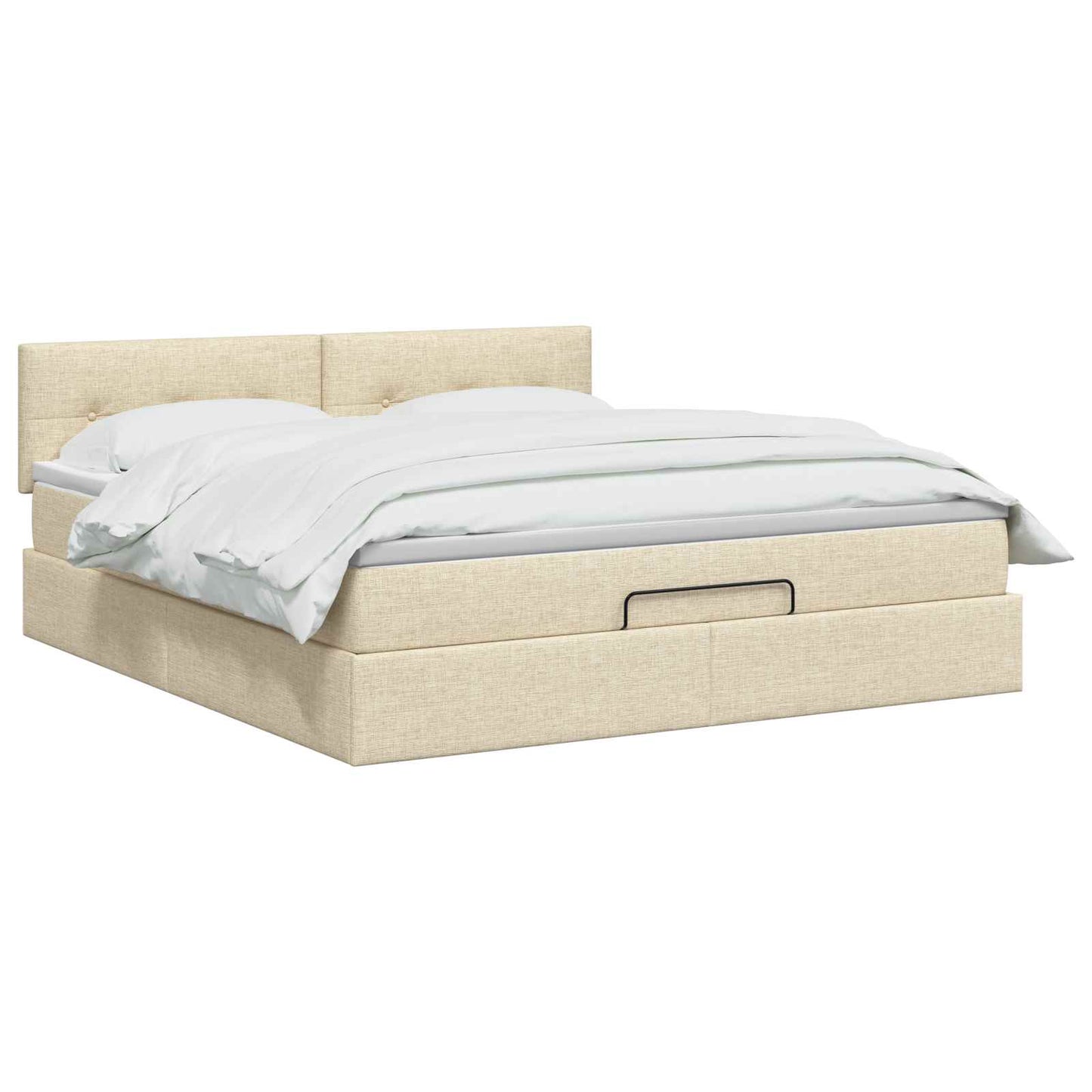 Ottoman seng med madras og LED Cremefarvet 160 x 200 cm Stof
