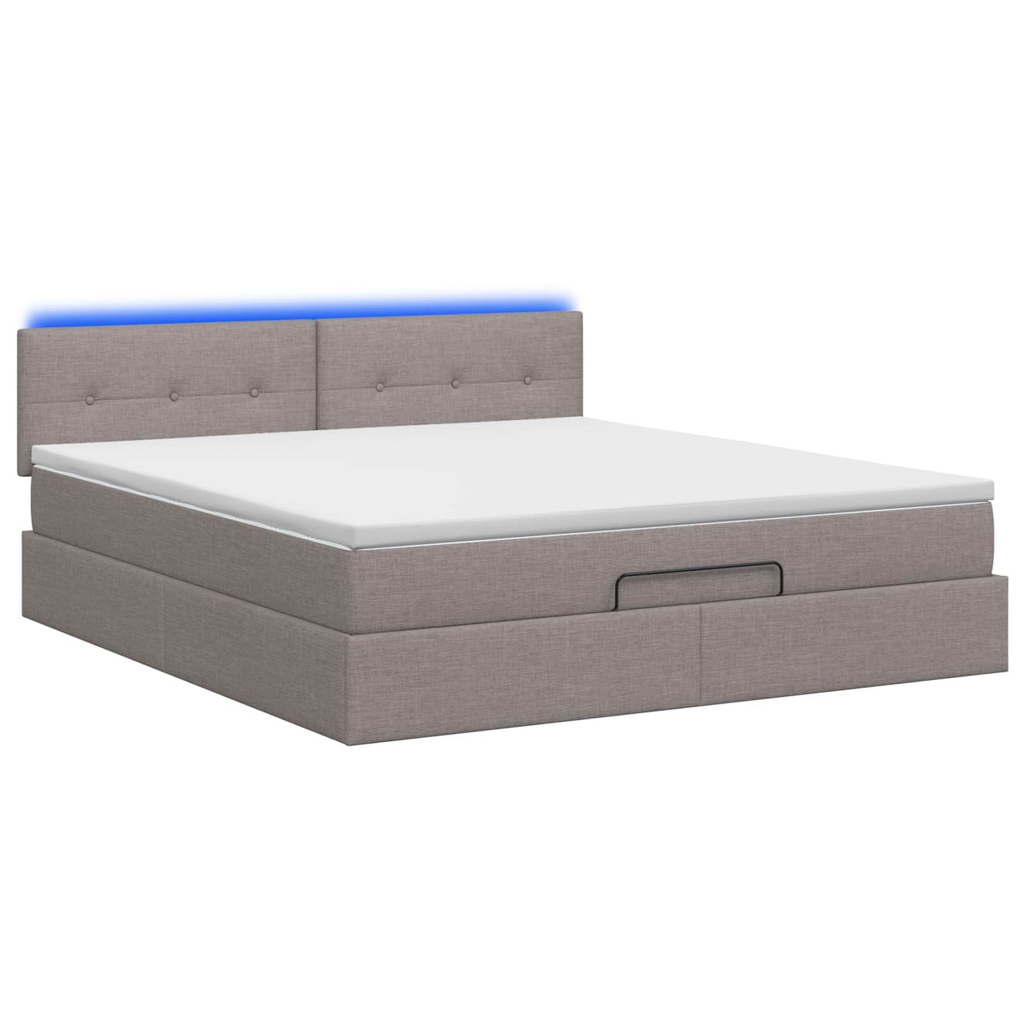 Ottoman seng med madras og LED Gråbrun 180 x 200 cm Stof