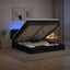 Ottoman seng med madras og LED Sort 200 x 200 cm Stof