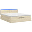 Ottoman seng med madras og LED Cremefarvet 200 x 200 cm Stof