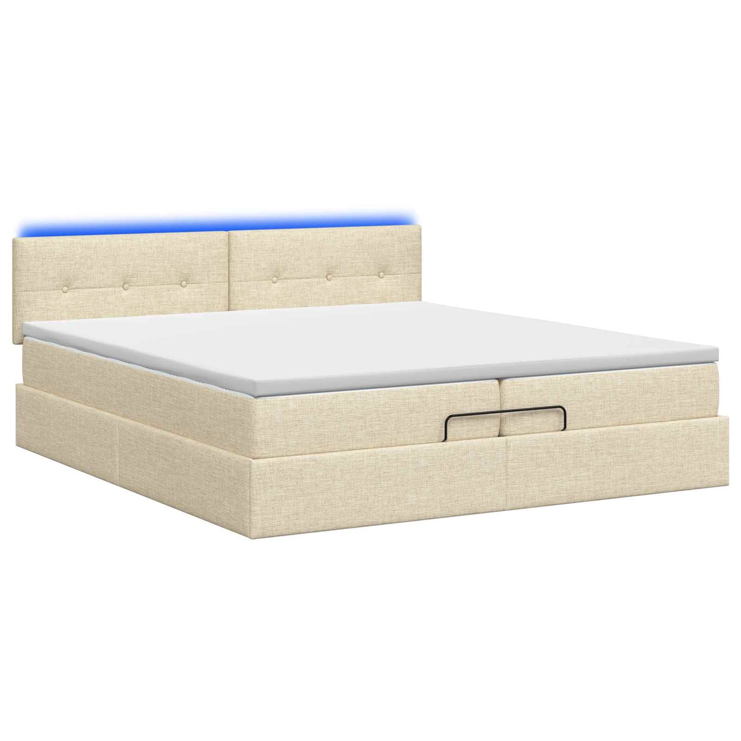 Ottoman seng med madras og LED Cremefarvet 200 x 200 cm Stof