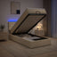Ottoman seng med madras og LED Cremefarvet 100 x 200 cm Stof