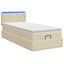 Ottoman seng med madras og LED Cremefarvet 80 x 200 cm Stof