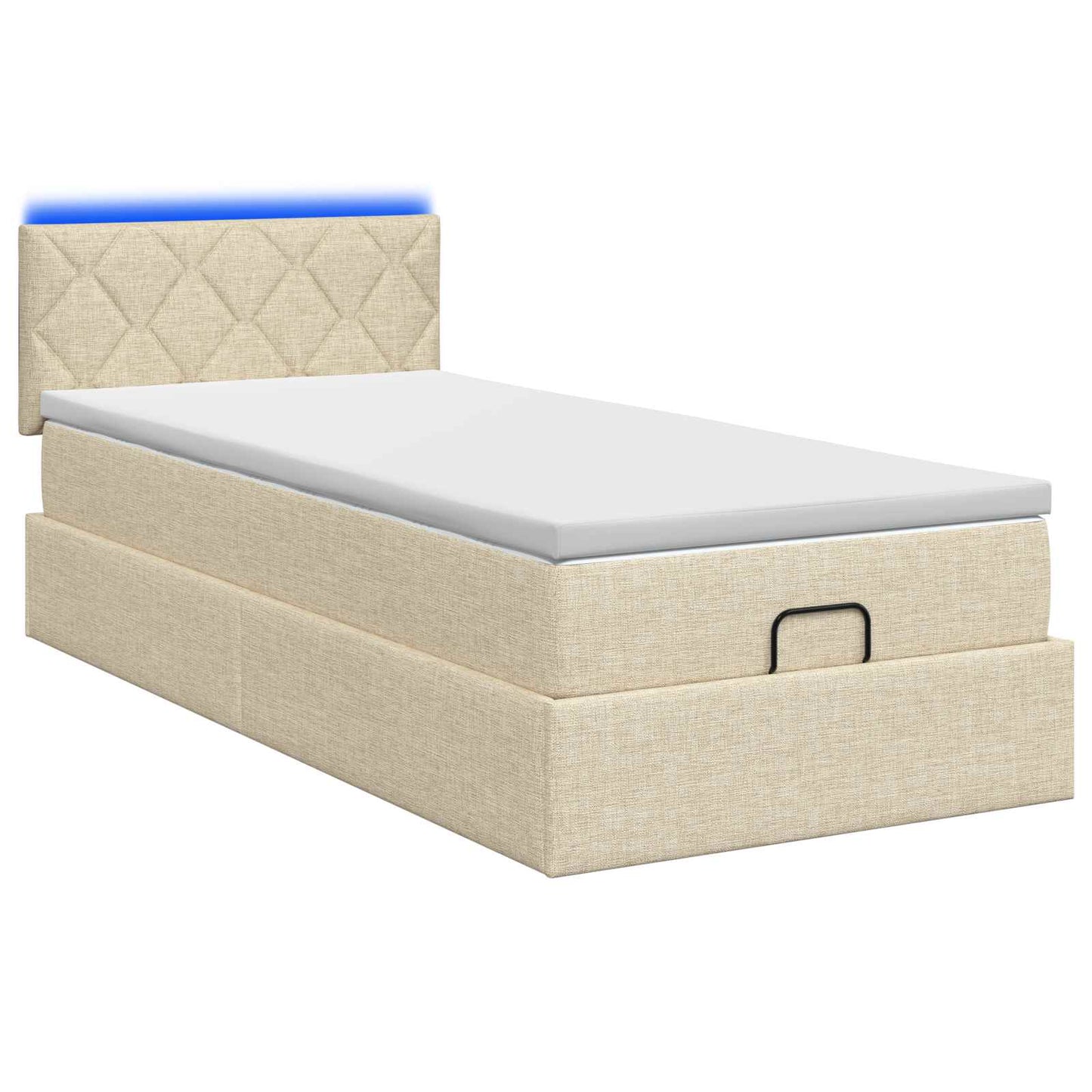 Ottoman seng med madras og LED Cremefarvet 80 x 200 cm Stof