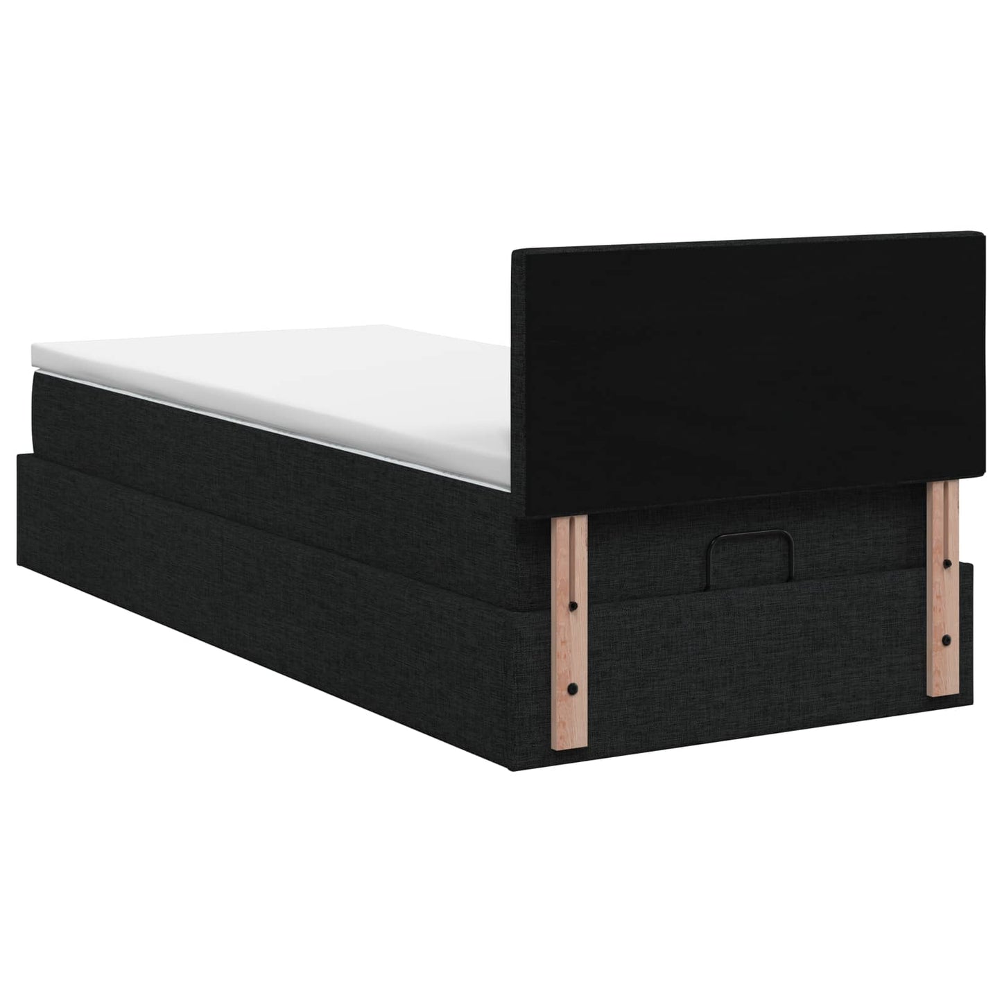 Ottoman seng med madras og LED Sort 90 x 190 cm Stof