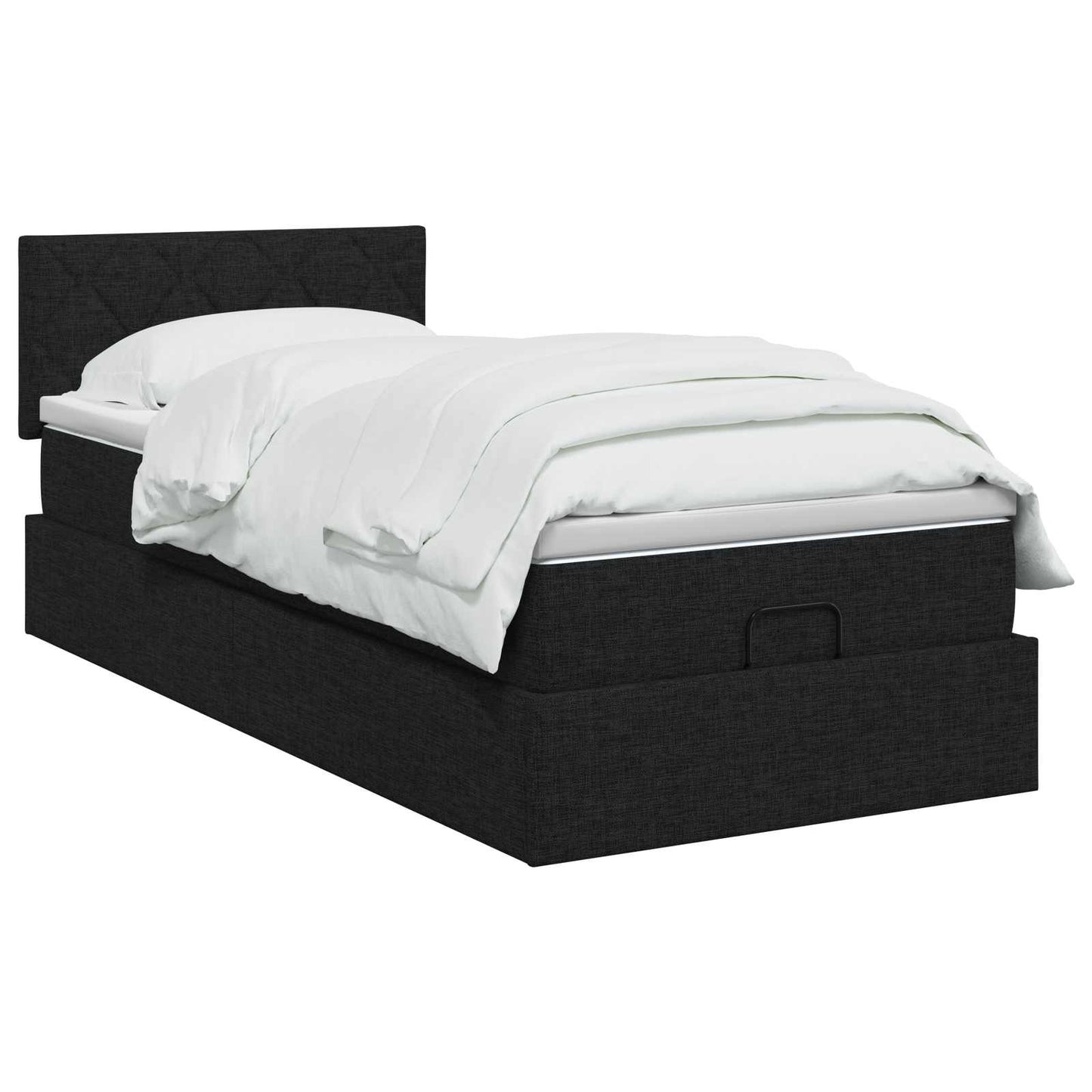 Ottoman seng med madras og LED Sort 90 x 190 cm Stof