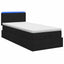 Ottoman seng med madras og LED Sort 90 x 200 cm Stof