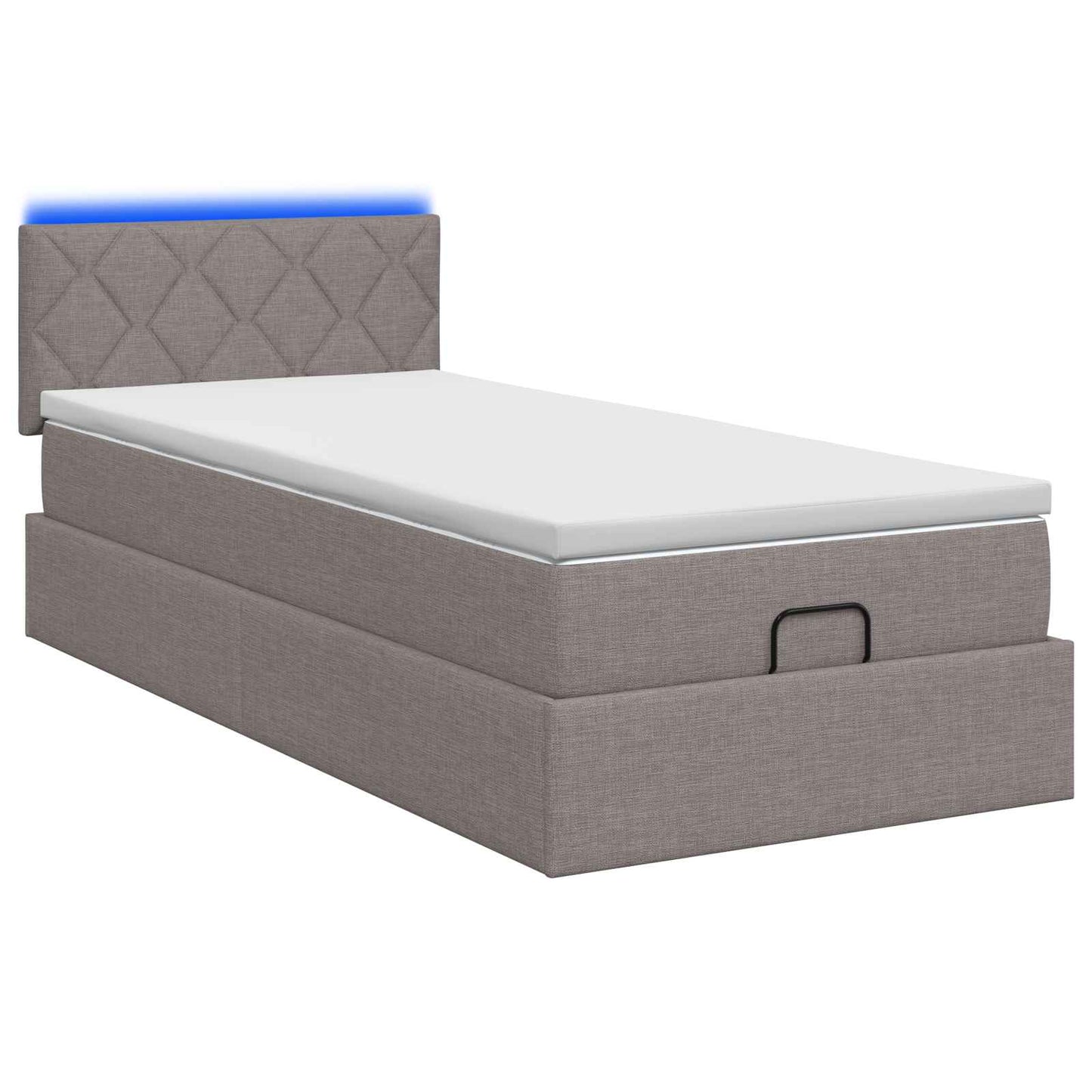 Ottoman seng med madras og LED Gråbrun 100 x 200 cm Stof