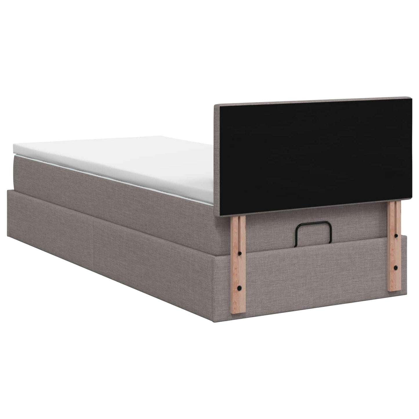 Ottoman seng med madras og LED Gråbrun 100 x 200 cm Stof