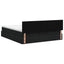 Ottoman seng med madras og LED Sort 140 x 190 cm Stof