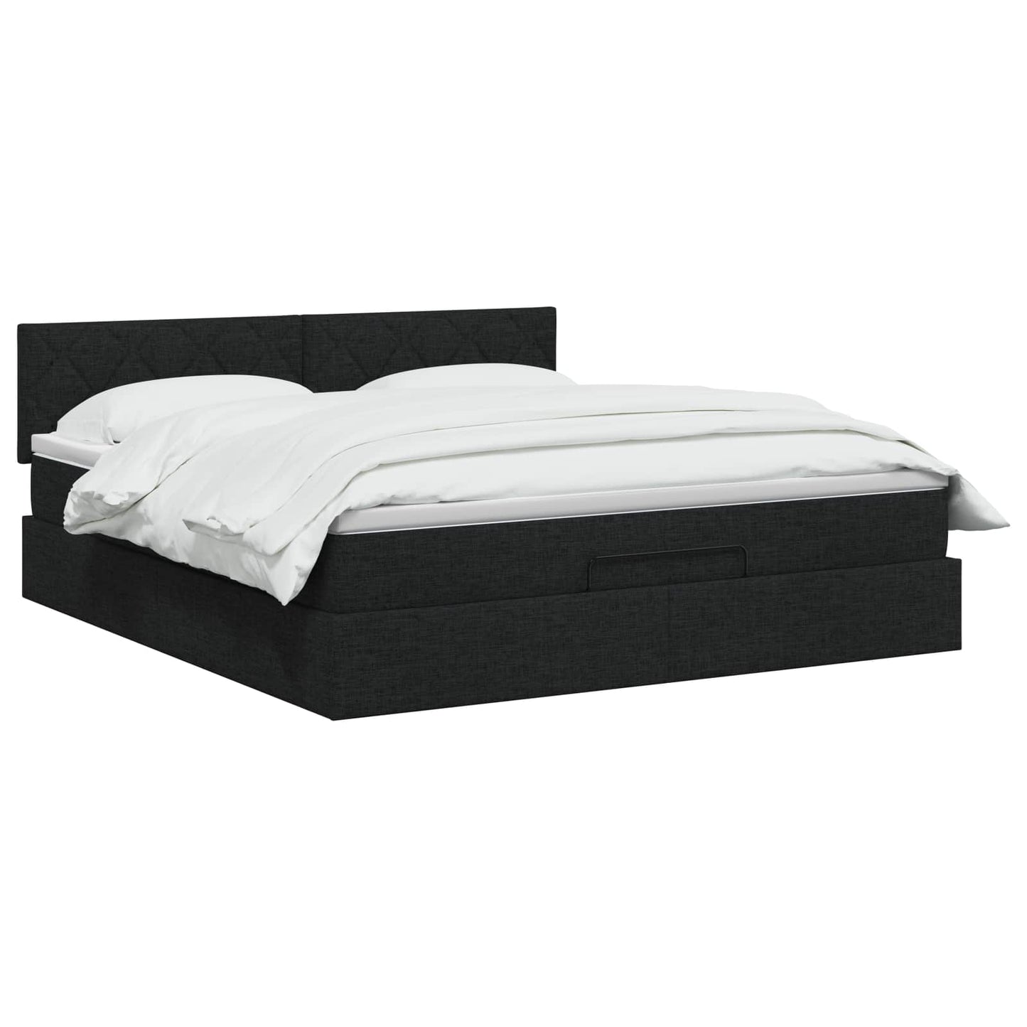 Ottoman seng med madras og LED Sort 140 x 200 cm Stof
