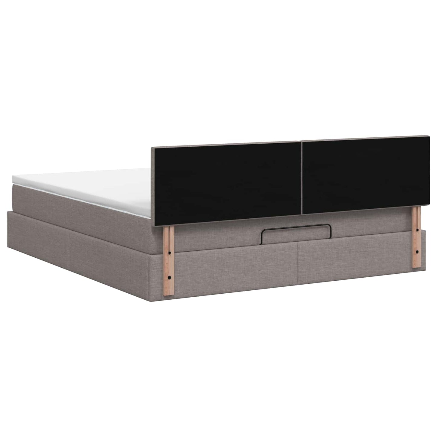 Ottoman seng med madras og LED Gråbrun 180 x 200 cm Stof
