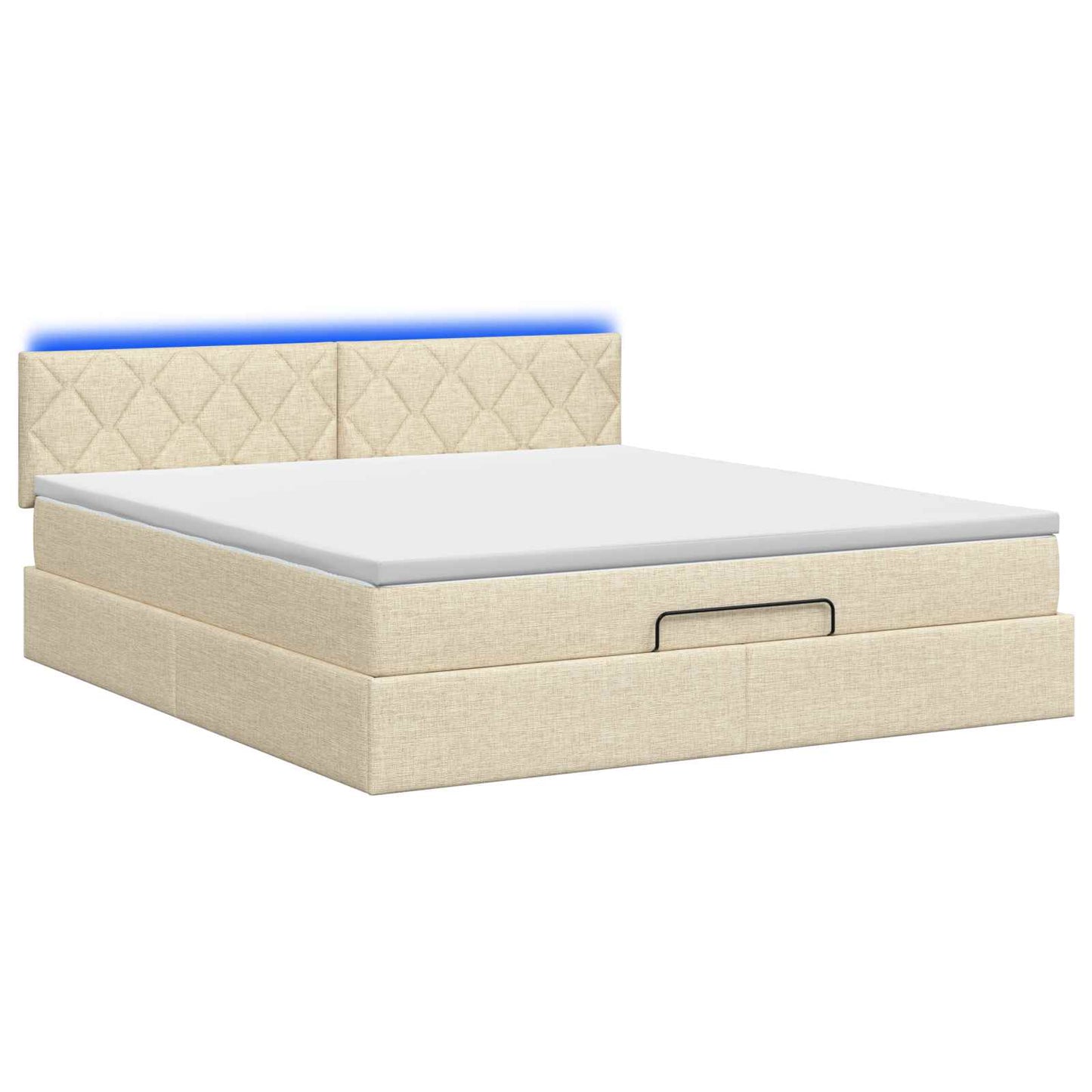 Ottoman seng med madras og LED Cremefarvet 180 x 200 cm Stof