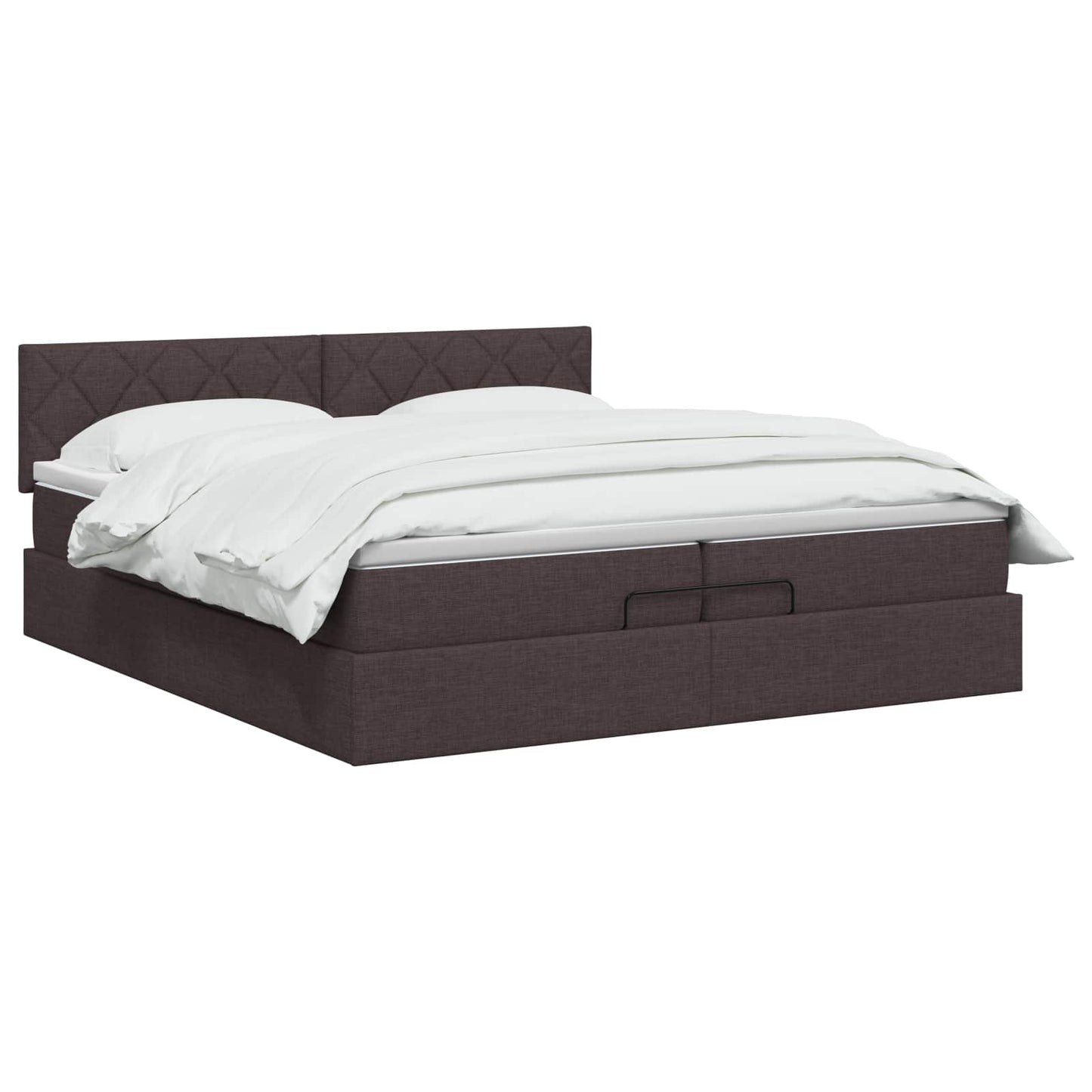 Ottoman seng med madras og LED Mørk Brun 200 x 200 cm Stof