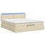 Ottoman seng med madras og LED Cremefarvet 200 x 200 cm Stof