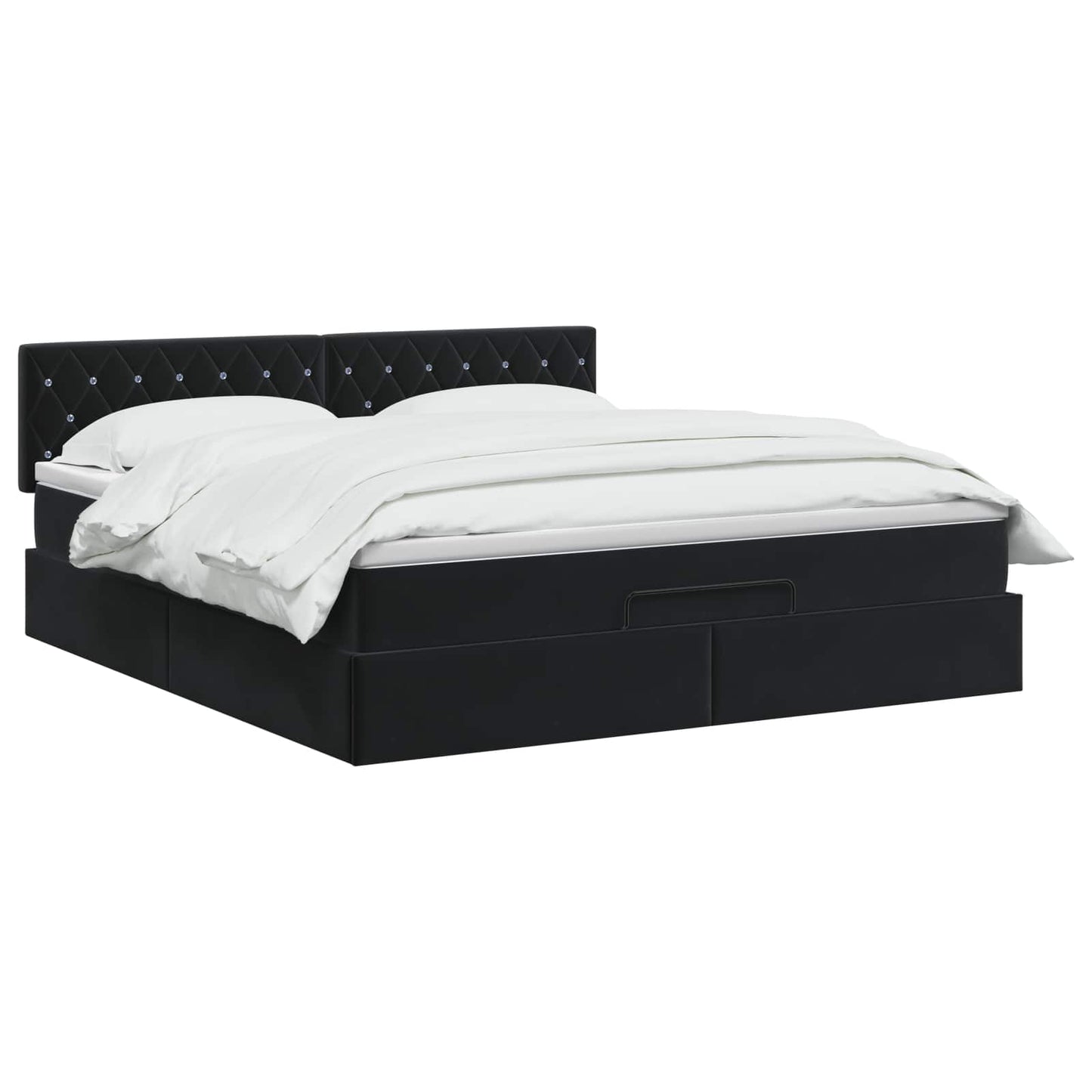 Ottoman seng med madras og LED Sort 140 x 190 cm Velour