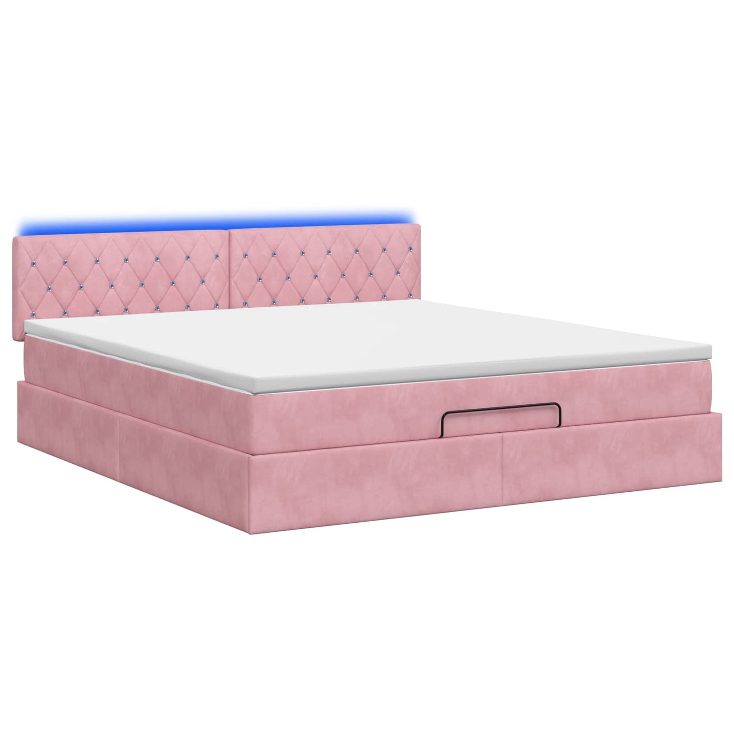 Ottoman seng med madras og LED Lyserød 160 x 200 cm Velour