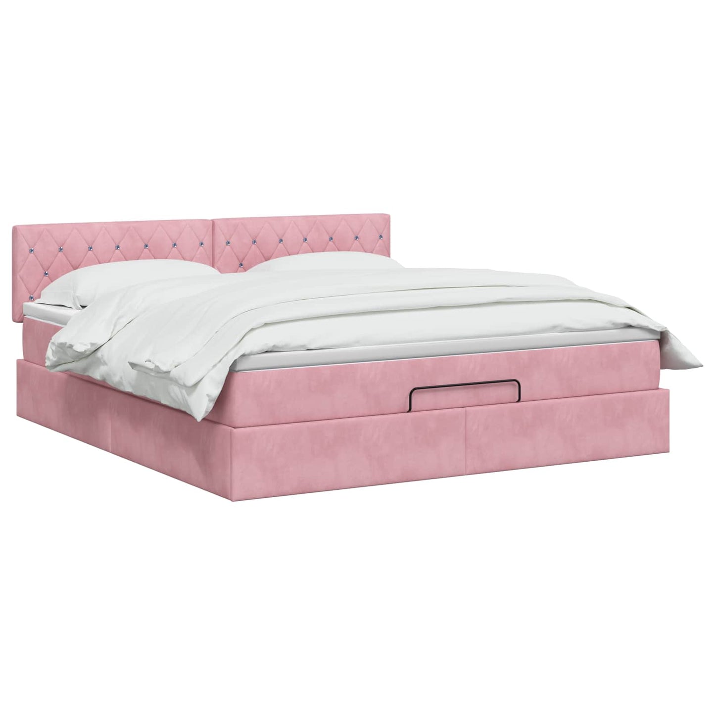 Ottoman seng med madras og LED Lyserød 180 x 200 cm Velour