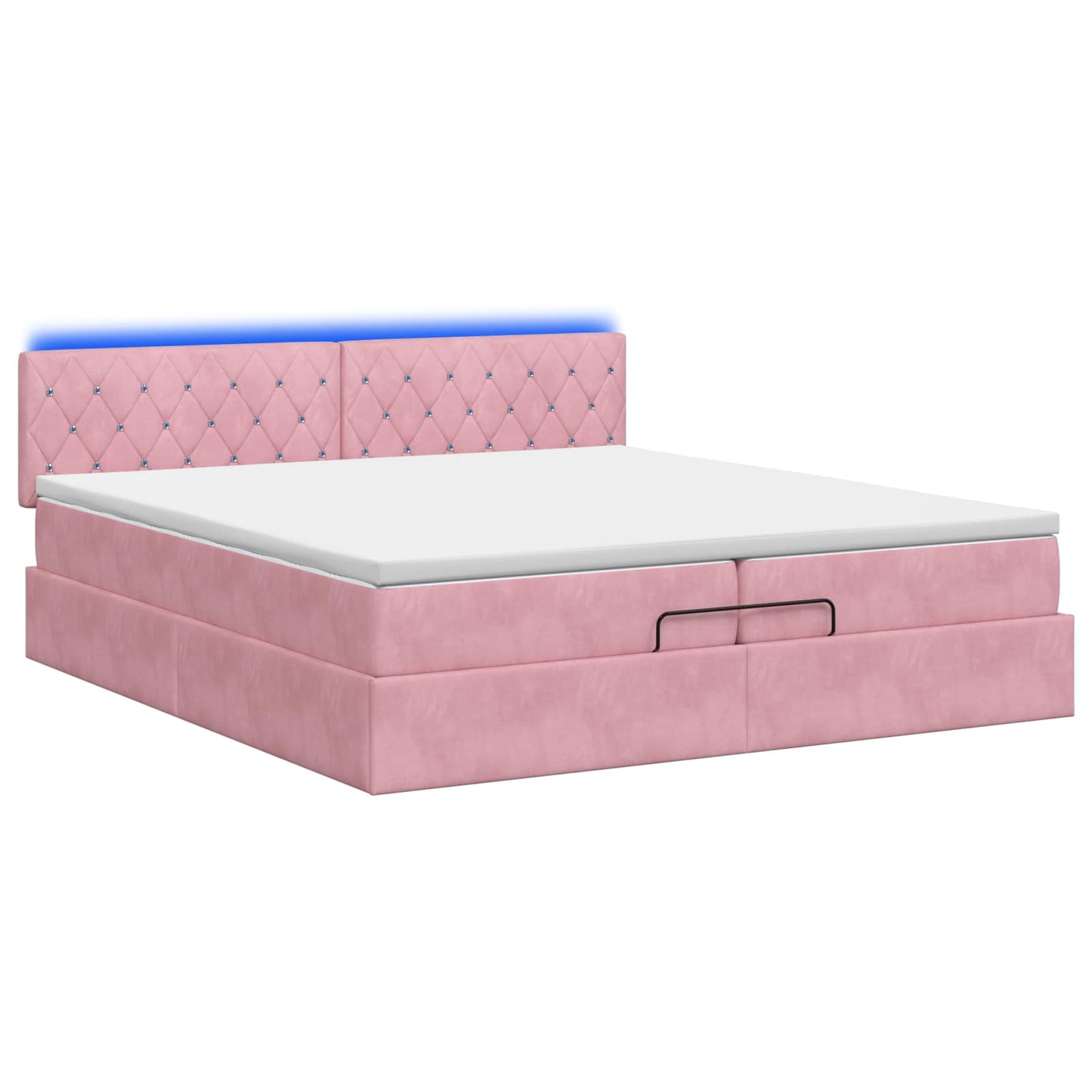 Ottoman seng med madras og LED Lyserød 200 x 200 cm Velour