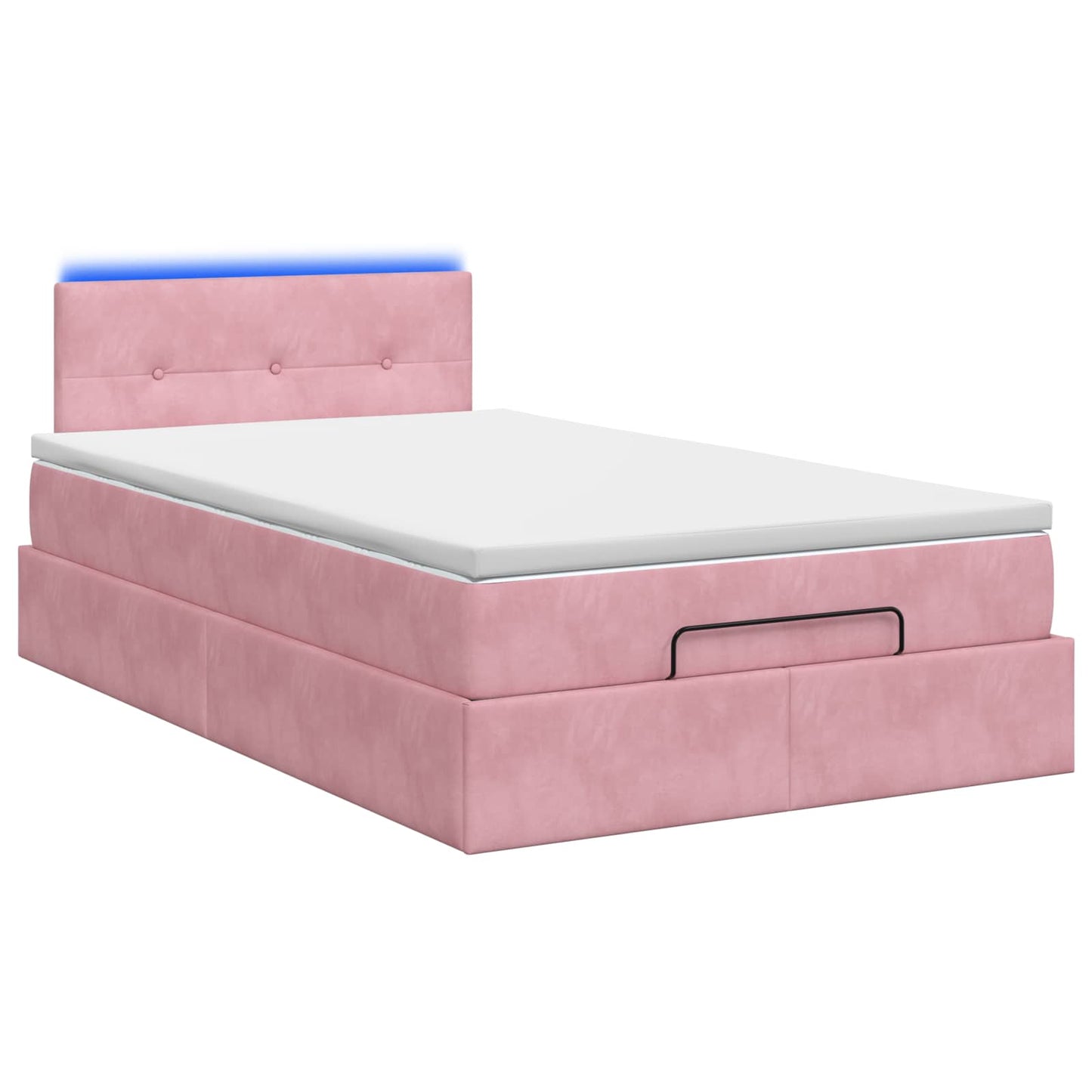 Ottoman seng med madras og LED Lyserød 120 x 200 cm Velour