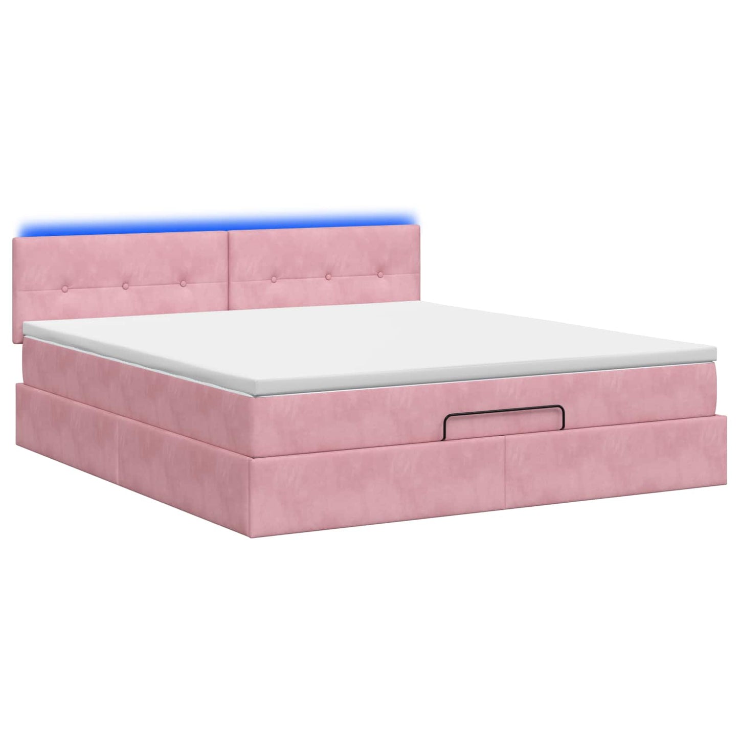 Ottoman seng med madras og LED Lyserød 140 x 190 cm Velour