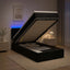Ottoman seng med madras og LED Sort 90 x 200 cm Velour