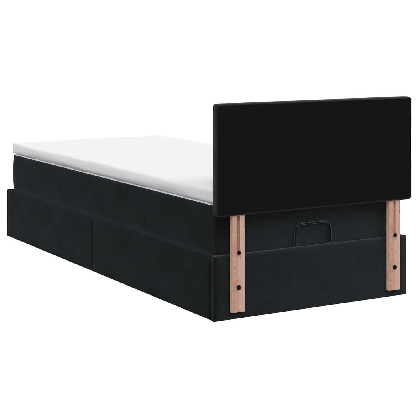 Ottoman seng med madras og LED Sort 80 x 200 cm Velour