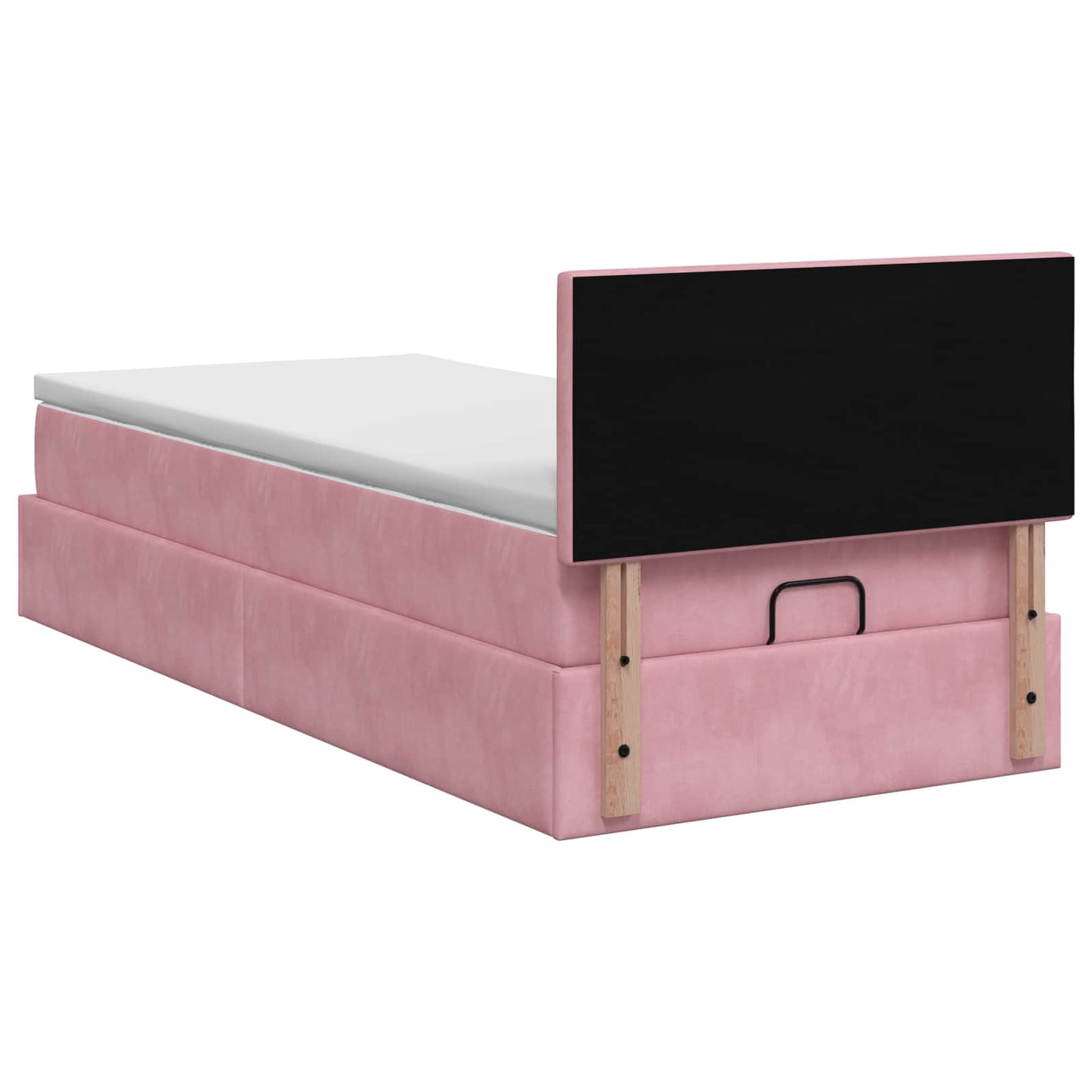 Ottoman seng med madras og LED Lyserød 80 x 200 cm Velour