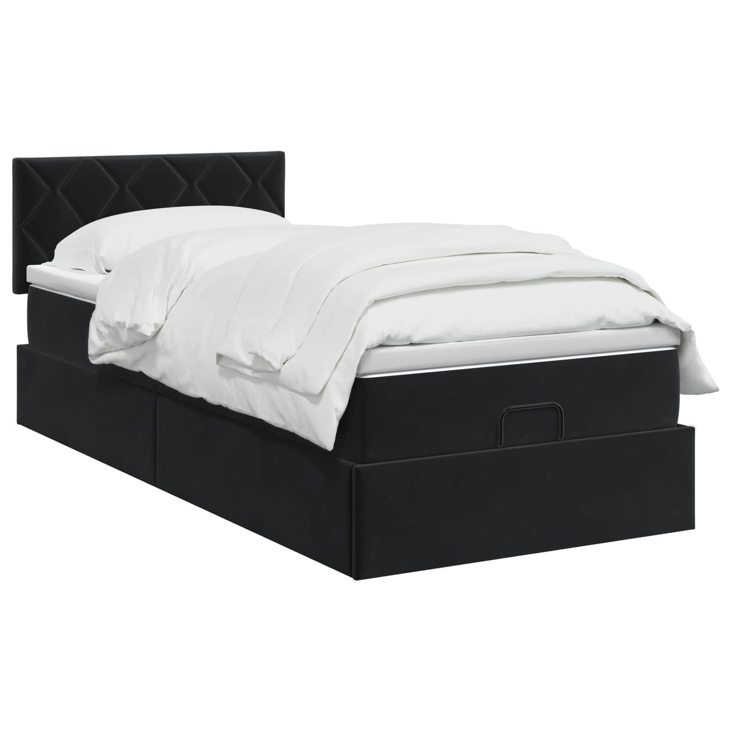 Ottoman seng med madras og LED Sort 90 x 200 cm Velour
