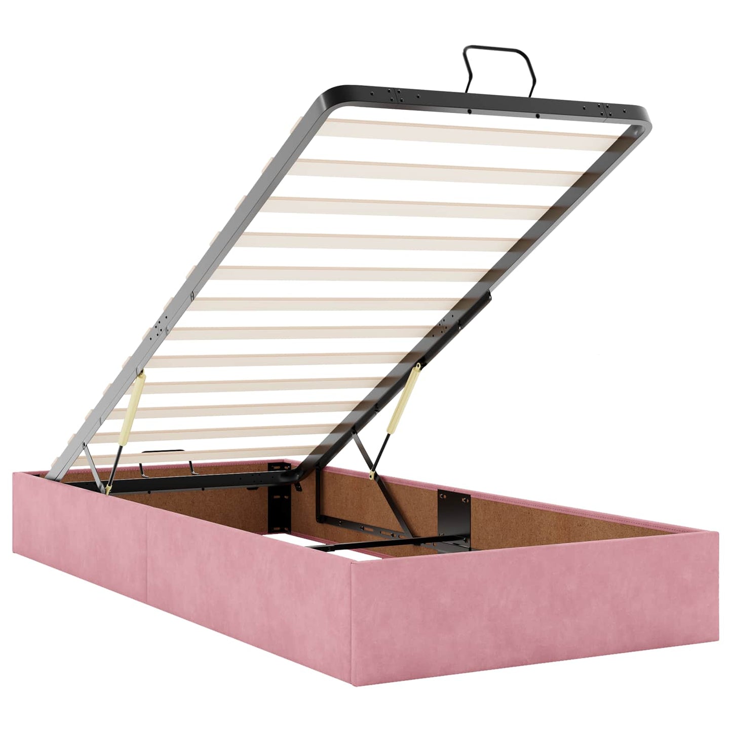 Ottoman seng med madras og LED Lyserød 100 x 200 cm Velour
