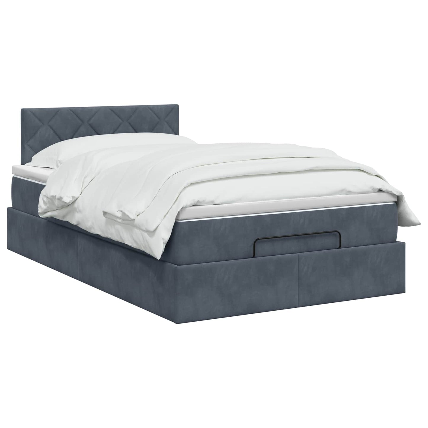 Ottoman seng med madras og LED Mørkegrå 120 x 190 cm Velour