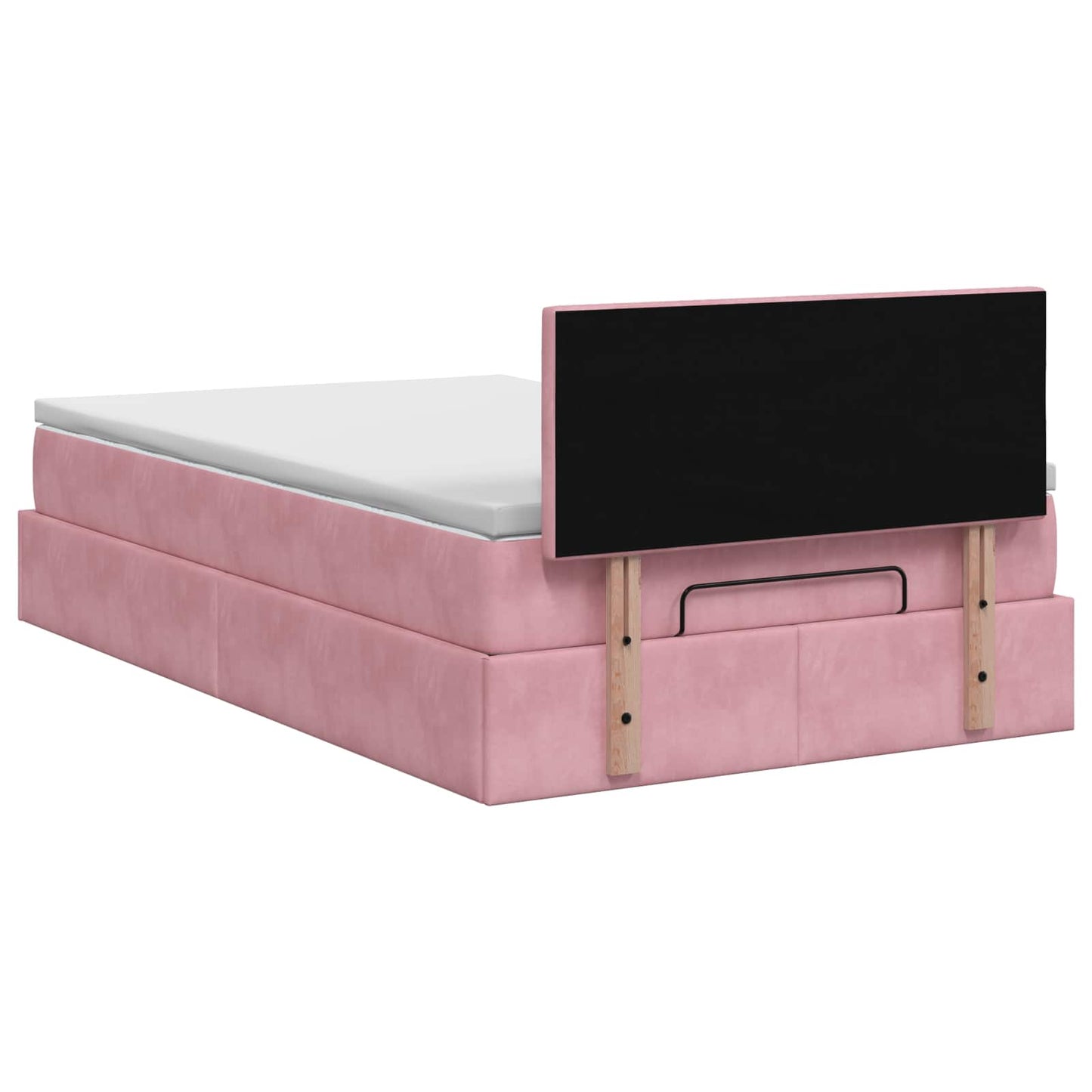 Ottoman seng med madras og LED Lyserød 120 x 200 cm Velour