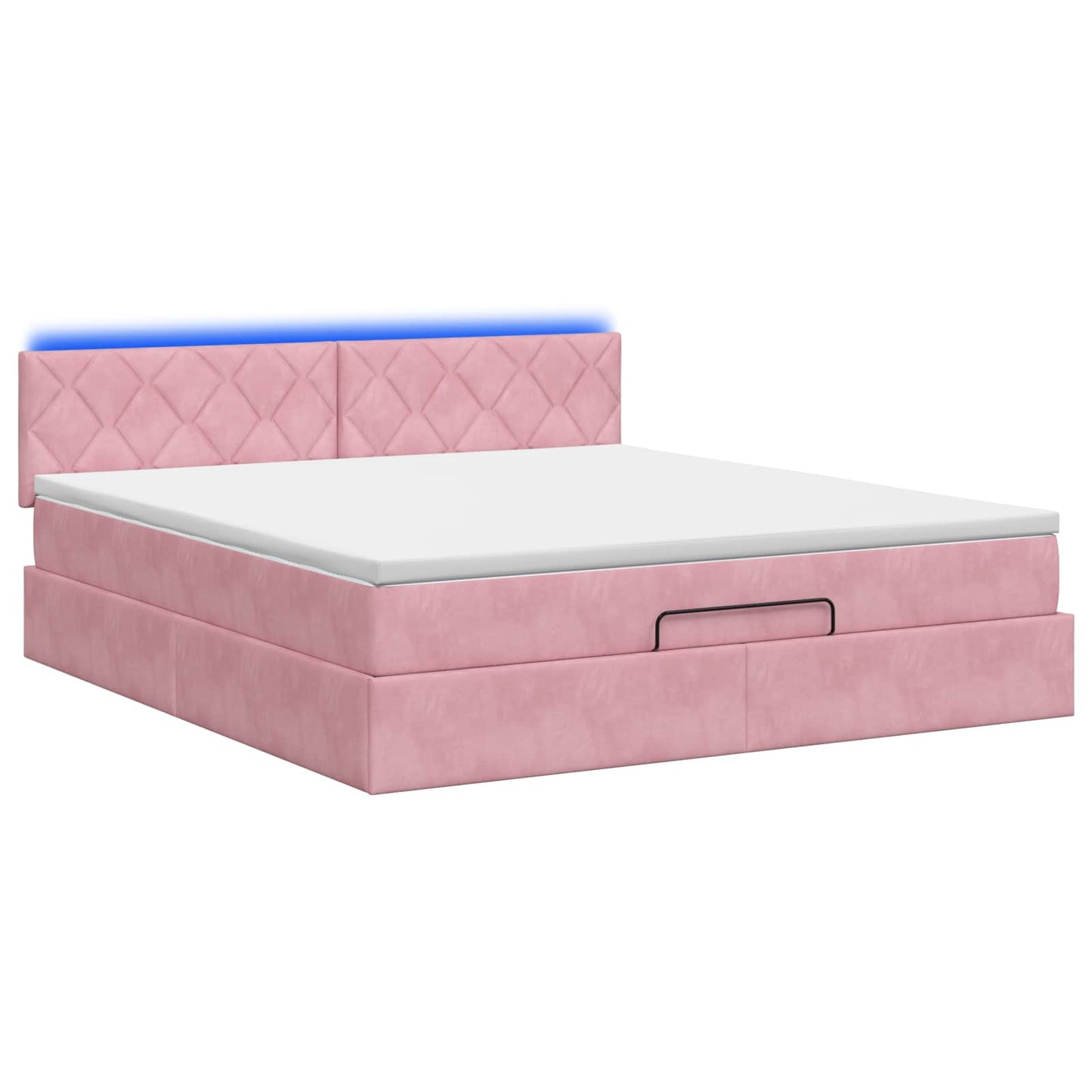 Ottoman seng med madras og LED Lyserød 140 x 190 cm Velour