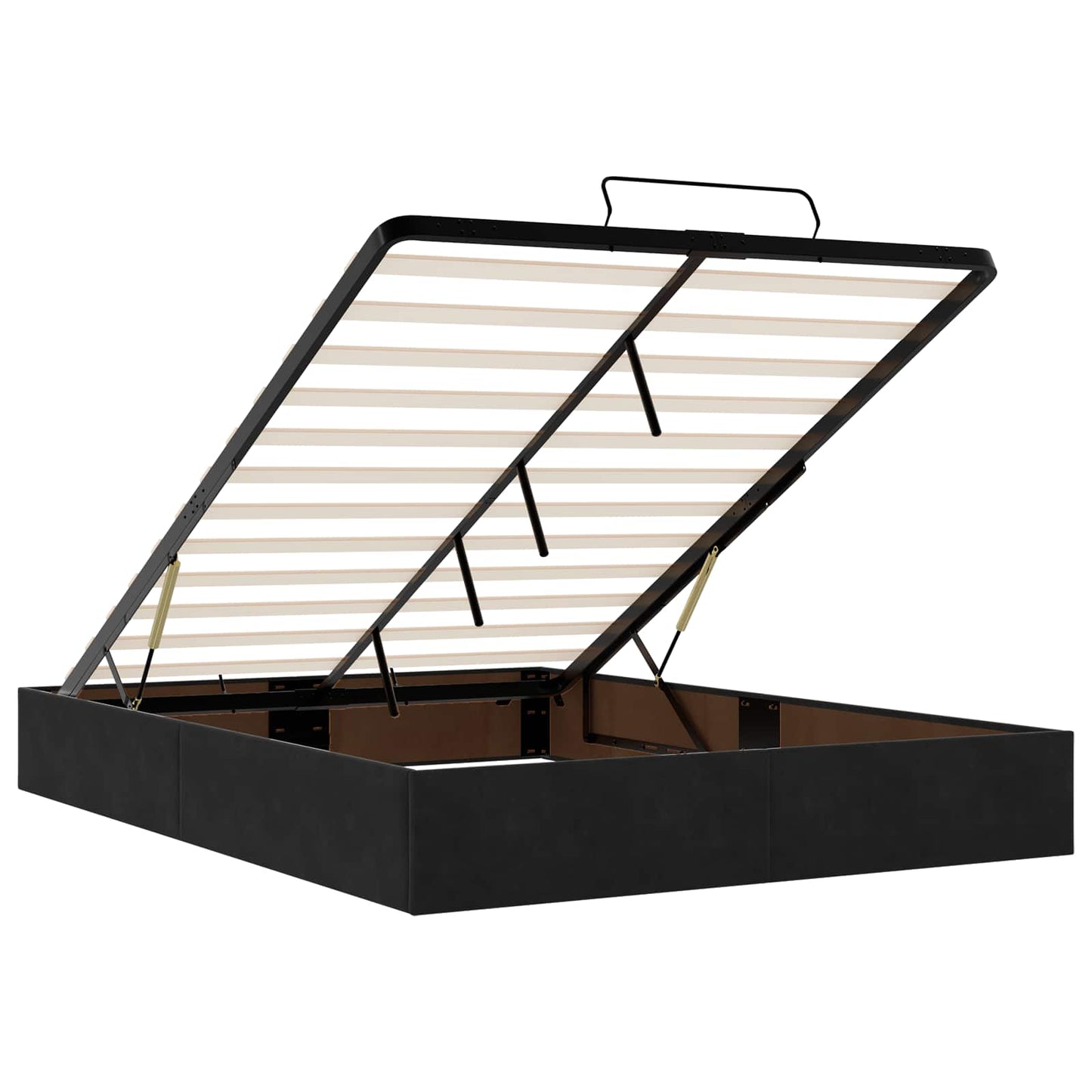 Ottoman seng med madras og LED Sort 160 x 200 cm Velour